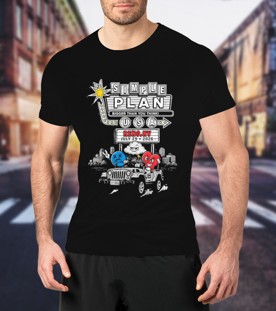 Bigger Than You Think Simple Plan USA Tour Reno NV 2026 Jeep Adventure T-Shirt