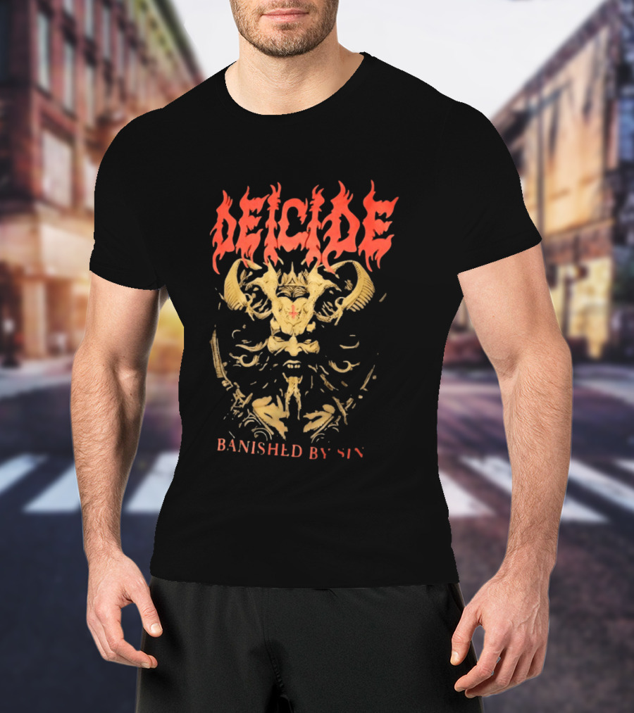 Deicide Banished By Sin Skull And Horns Death Metal T-Shirt