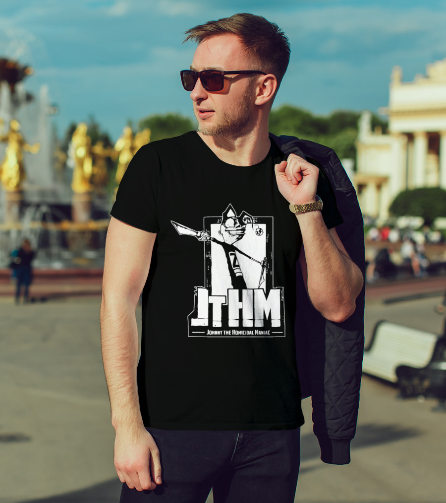 JTHM Johnny The Homicidal Maniac Distressed Black And White Comic T-Shirt
