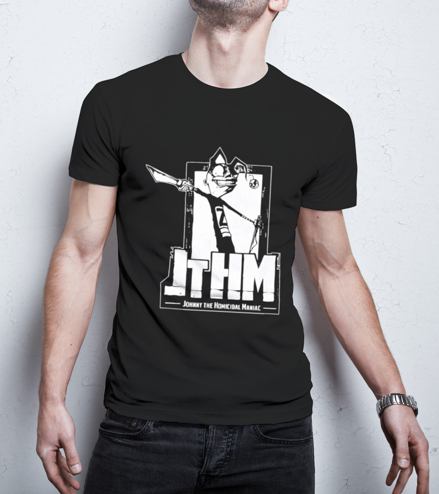 JTHM Johnny The Homicidal Maniac Distressed Black And White Comic T-Shirt