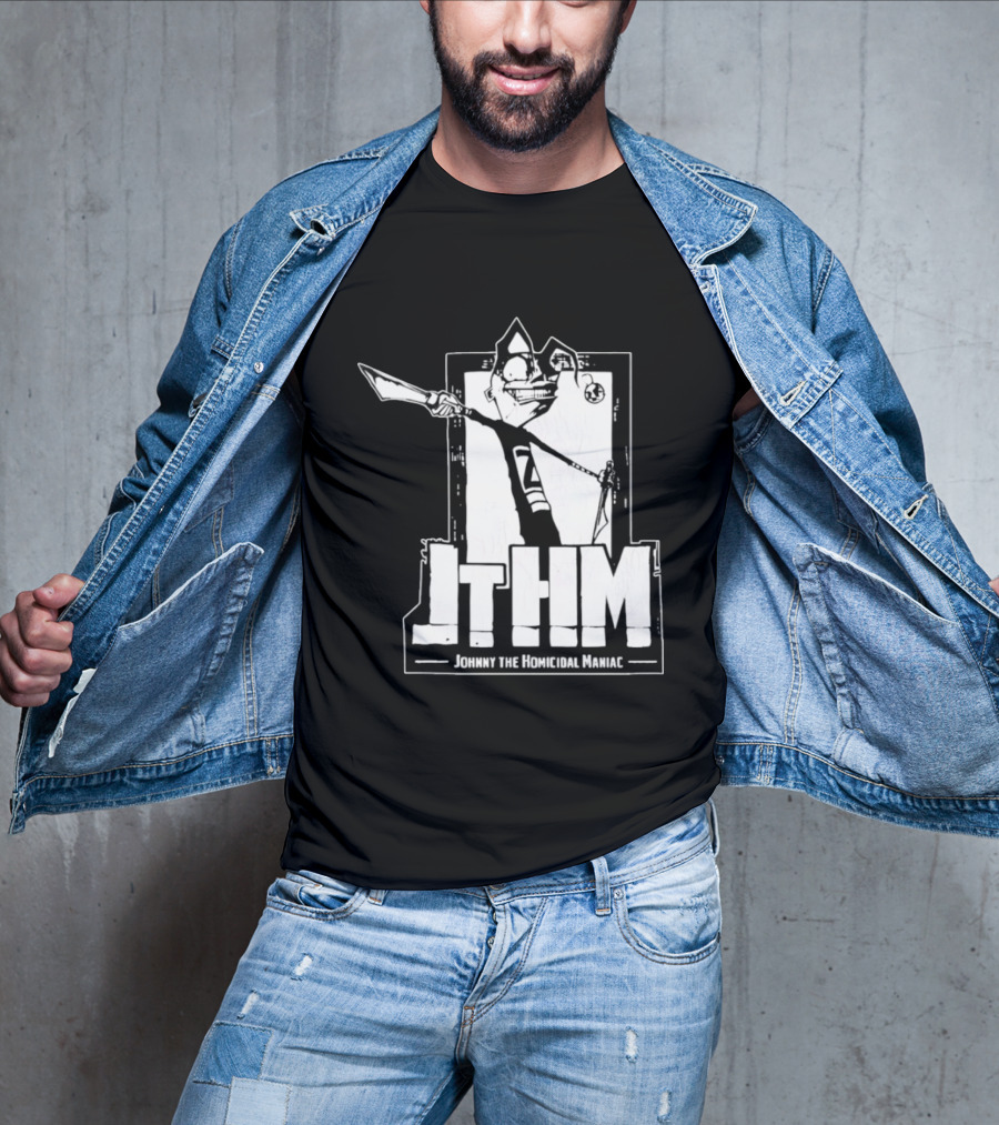 JTHM Johnny The Homicidal Maniac Distressed Black And White Comic T-Shirt