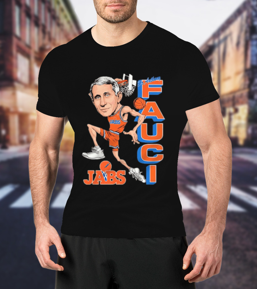 Dr Anthony Fauci Jabs Basketball Slam Dunk Caricature T-Shirt