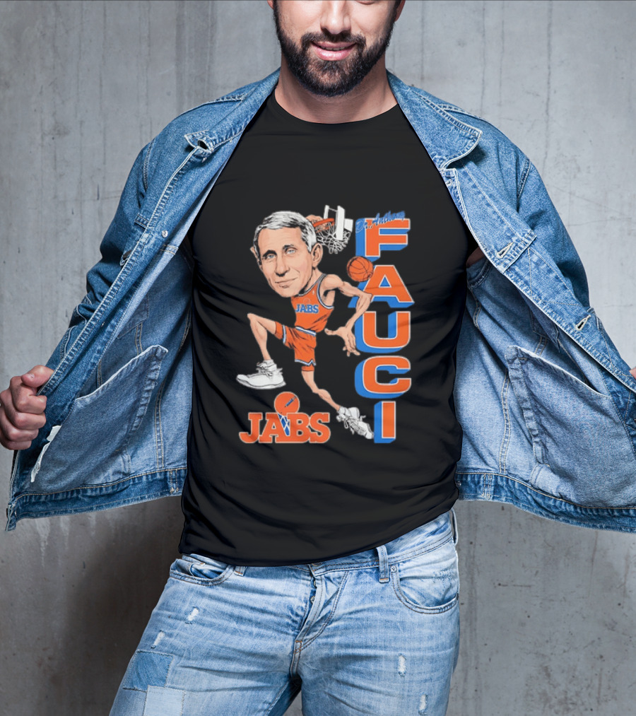 Dr Anthony Fauci Jabs Basketball Slam Dunk Caricature T-Shirt