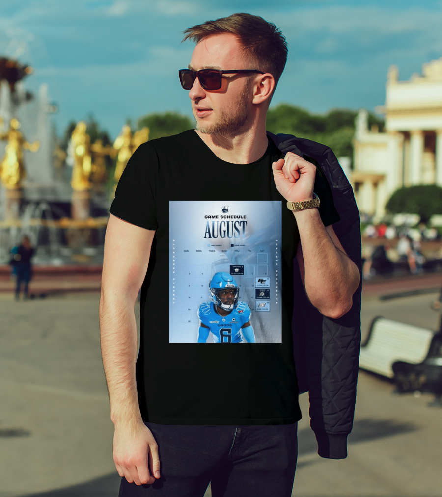 Toronto Argonauts August Game Schedule 2023 CFL Football Player Calendar T-Shirt