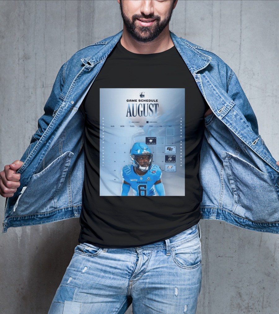 Toronto Argonauts August Game Schedule 2023 CFL Football Player Calendar T-Shirt