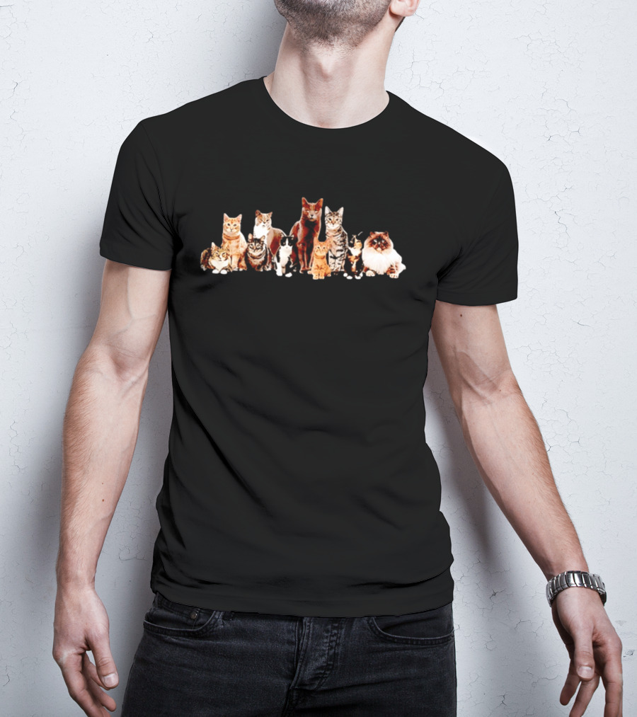 Diverse Feline Kittens Group Cat Lover T-Shirt