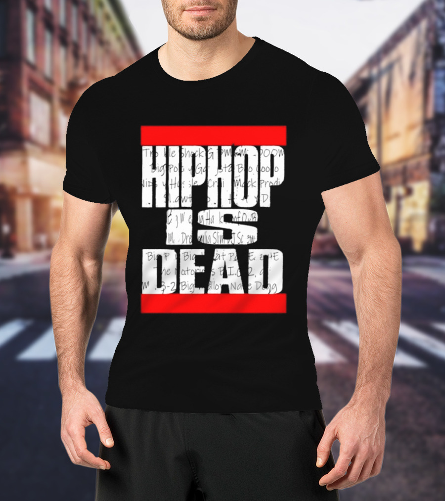 Hip Hop Is Dead White Text With Red Bars T-Shirt