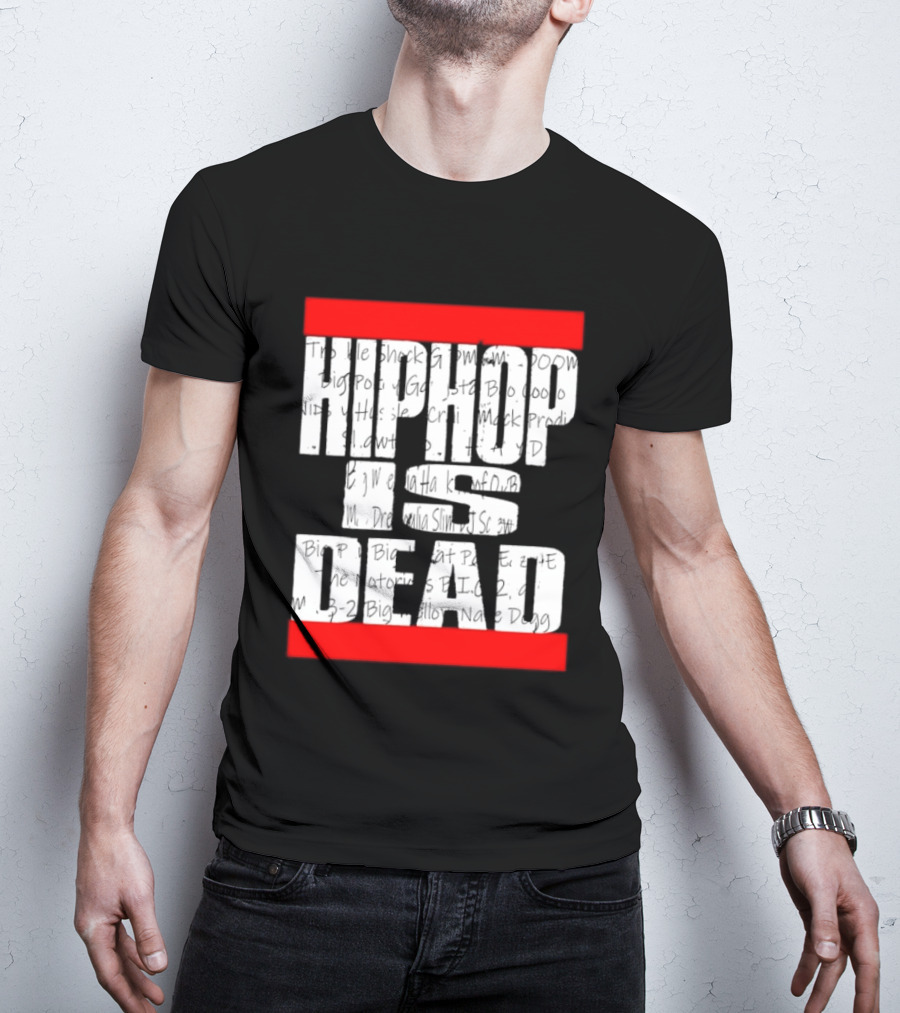 Hip Hop Is Dead White Text With Red Bars T-Shirt