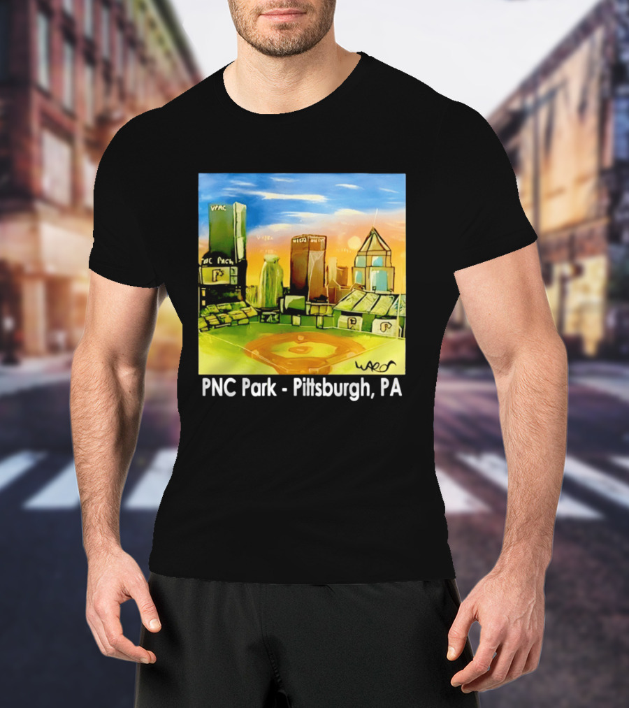 PNC Park Pittsburgh PA Baseball Skyline Art Print T-Shirt