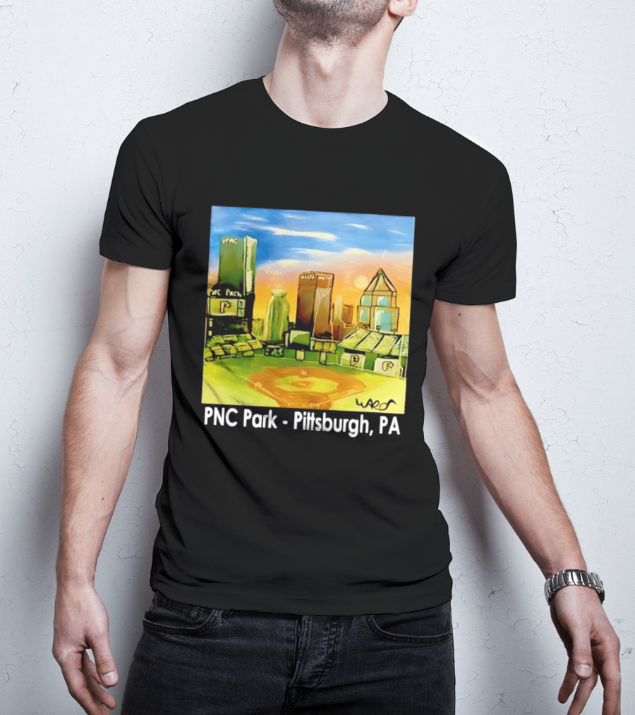 PNC Park Pittsburgh PA Baseball Skyline Art Print T-Shirt
