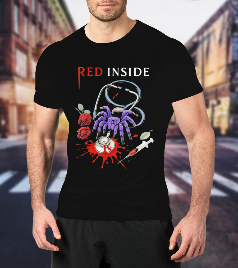 Red Inside Purple Tarantula Stethoscope Syringe Roses T-Shirt