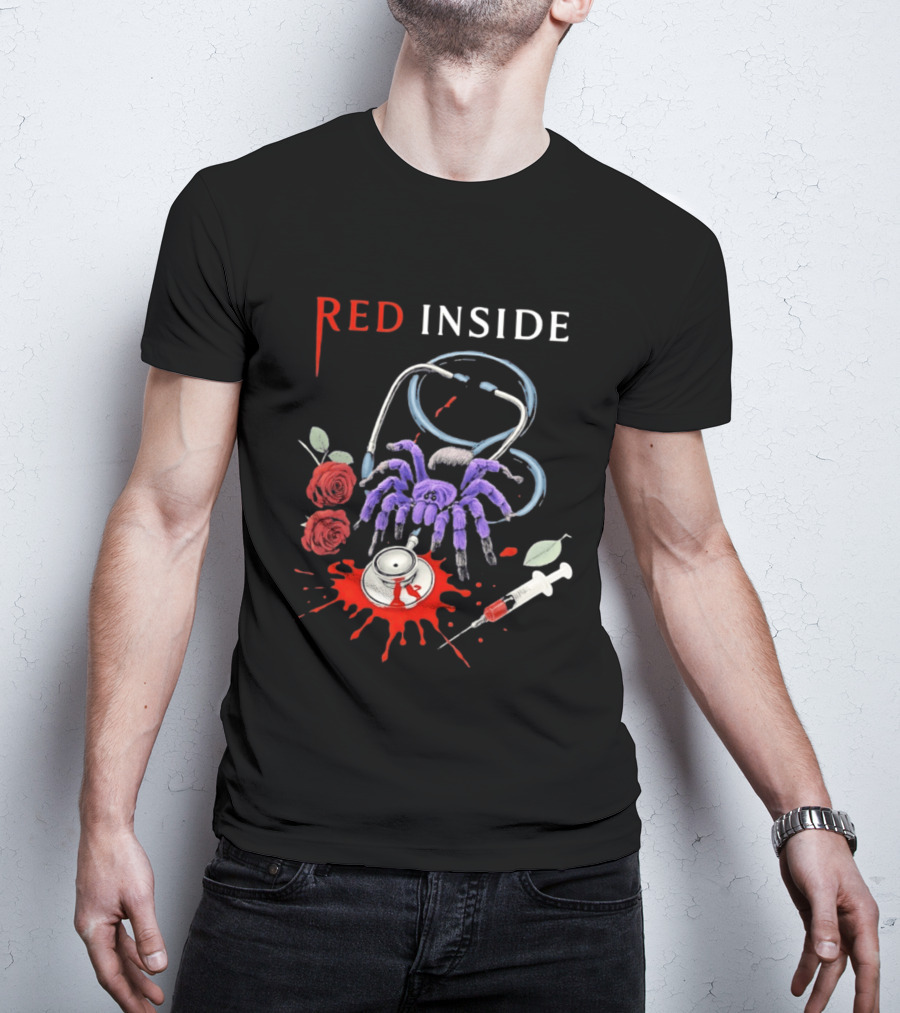 Red Inside Purple Tarantula Stethoscope Syringe Roses T-Shirt