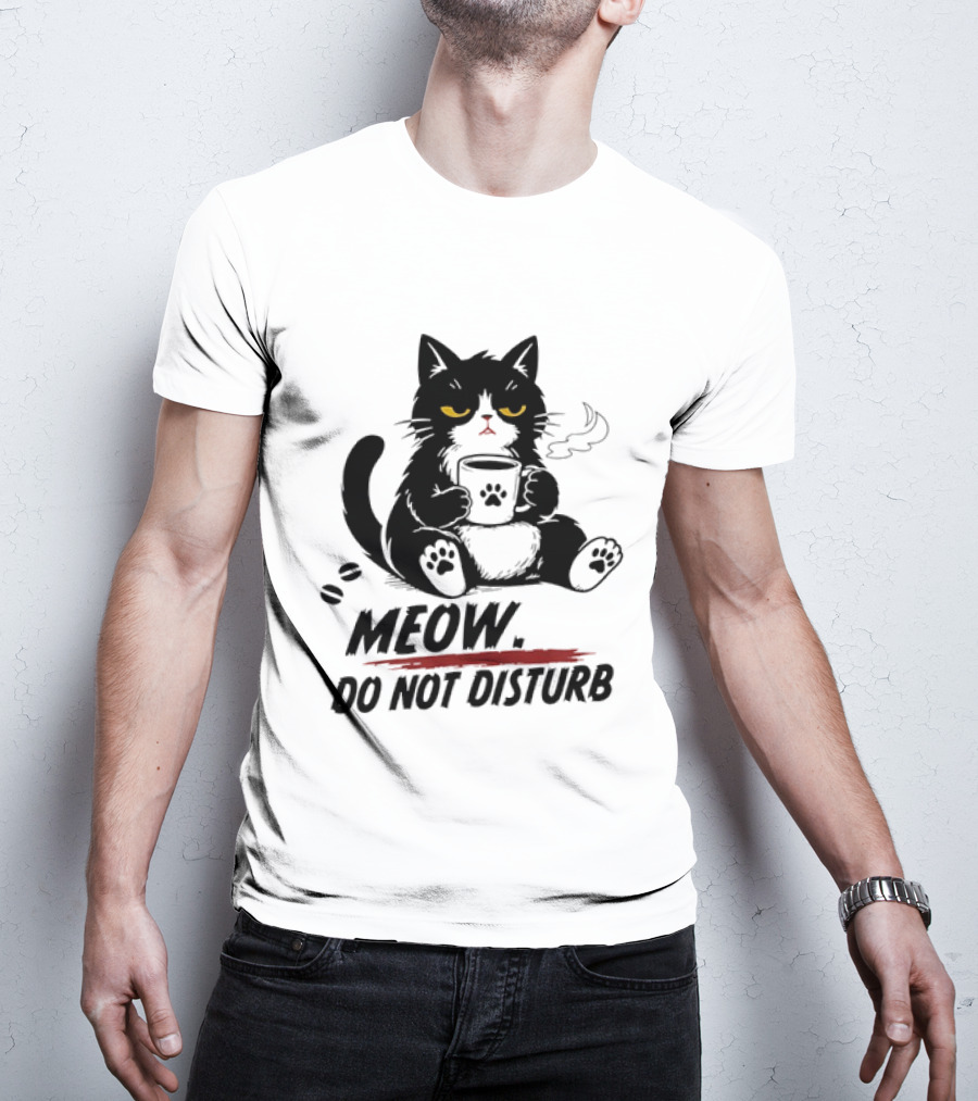 Meow Do Not Disturb Grumpy Cat Coffee Paw Stamp Vapor T-Shirt