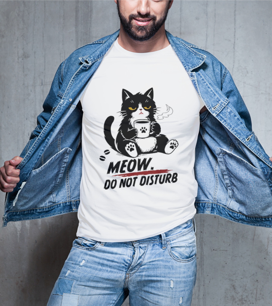 Meow Do Not Disturb Grumpy Cat Coffee Paw Stamp Vapor T-Shirt