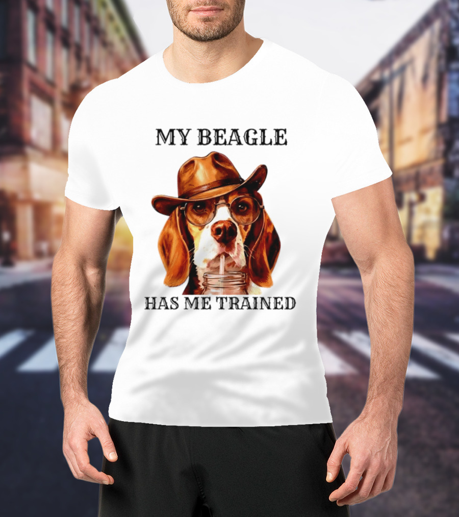 My Beagle Has Me Trained Cowboy Beagle With Hat And Glasses T-Shirt