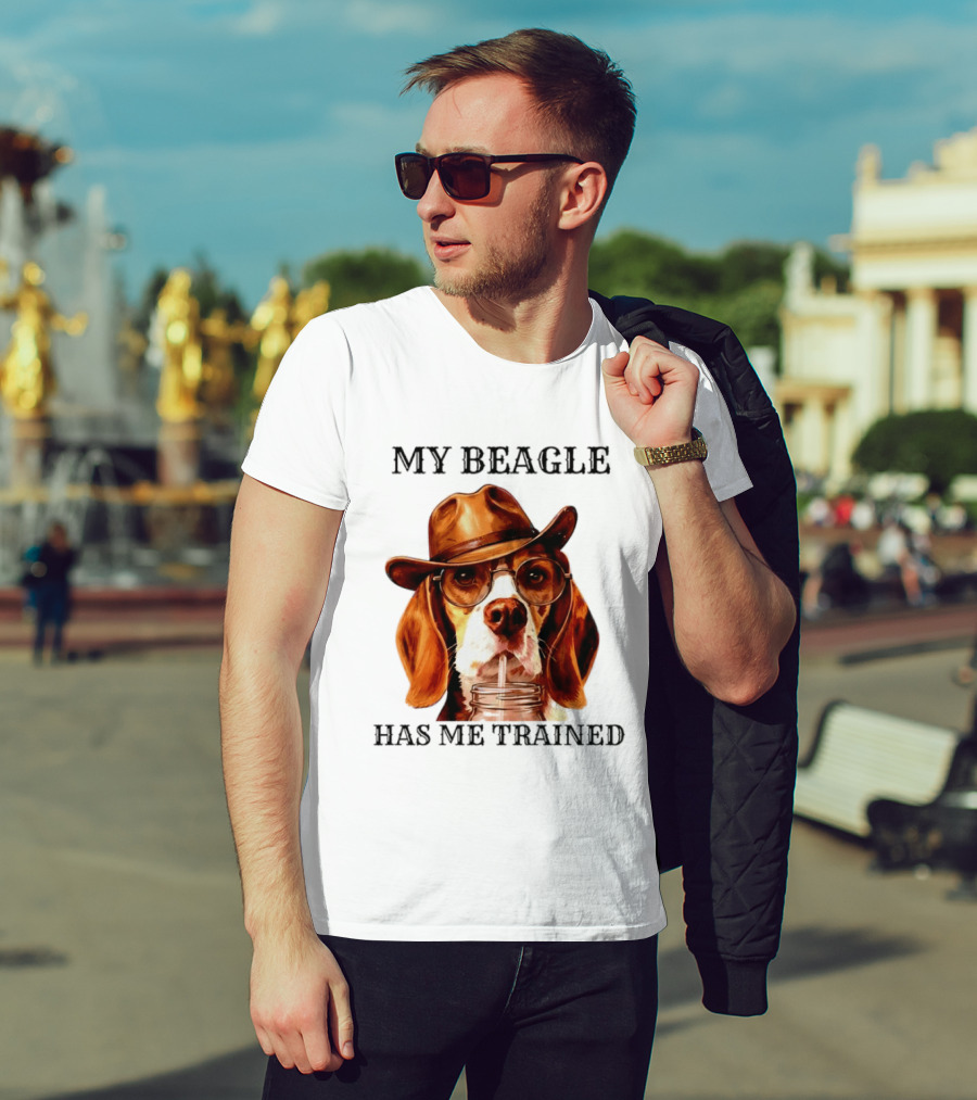 My Beagle Has Me Trained Cowboy Beagle With Hat And Glasses T-Shirt