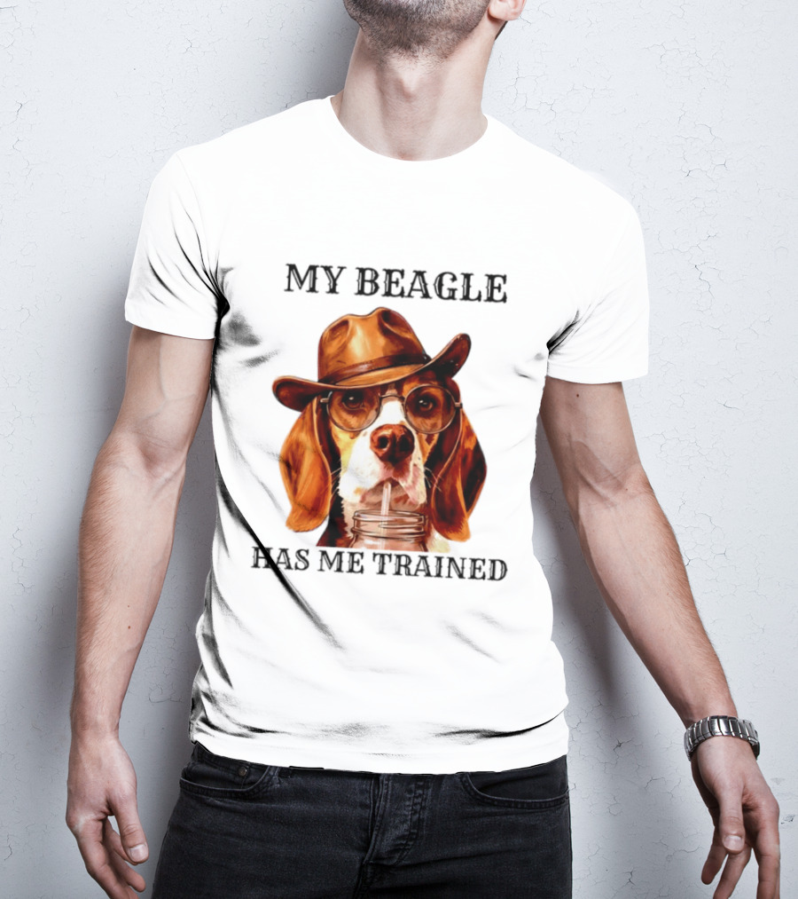 My Beagle Has Me Trained Cowboy Beagle With Hat And Glasses T-Shirt