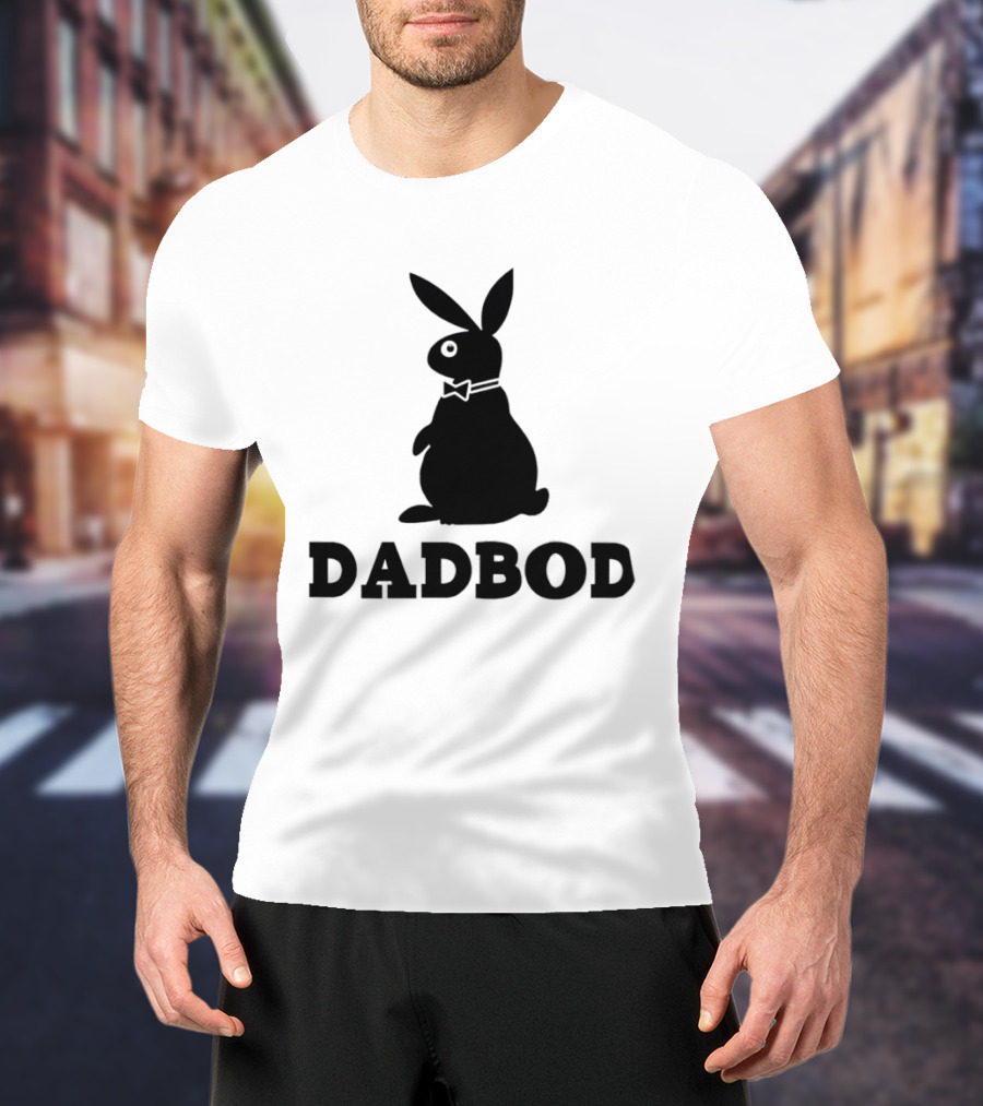 Dadbod Bunny Rabbit Dad Bod Fatherhood Humor Bow Tie T-Shirt