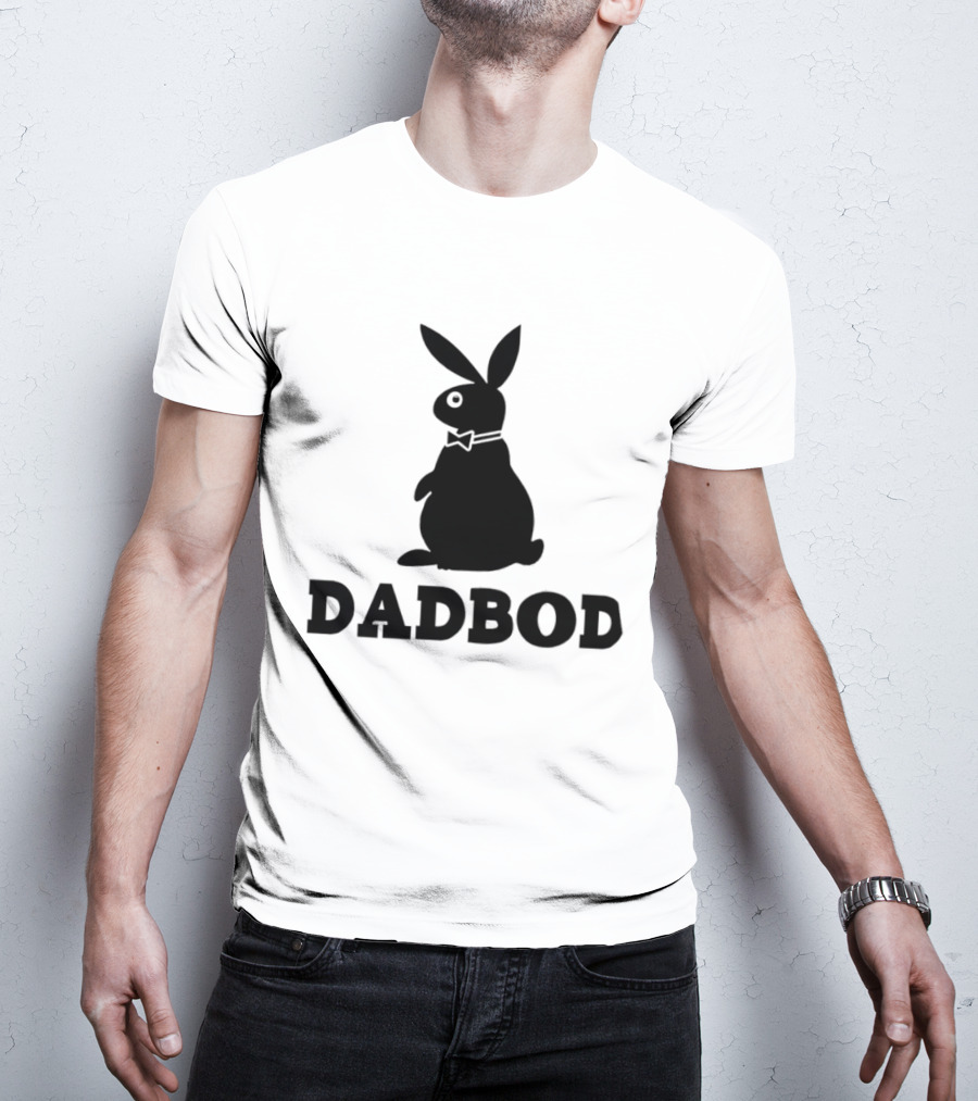 Dadbod Bunny Rabbit Dad Bod Fatherhood Humor Bow Tie T-Shirt