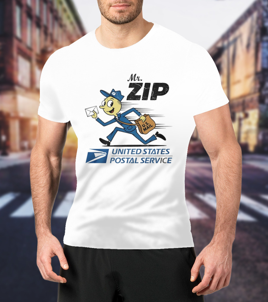 Mr ZIP USPS Retro Distressed U.S. Mail Carrier T-Shirt