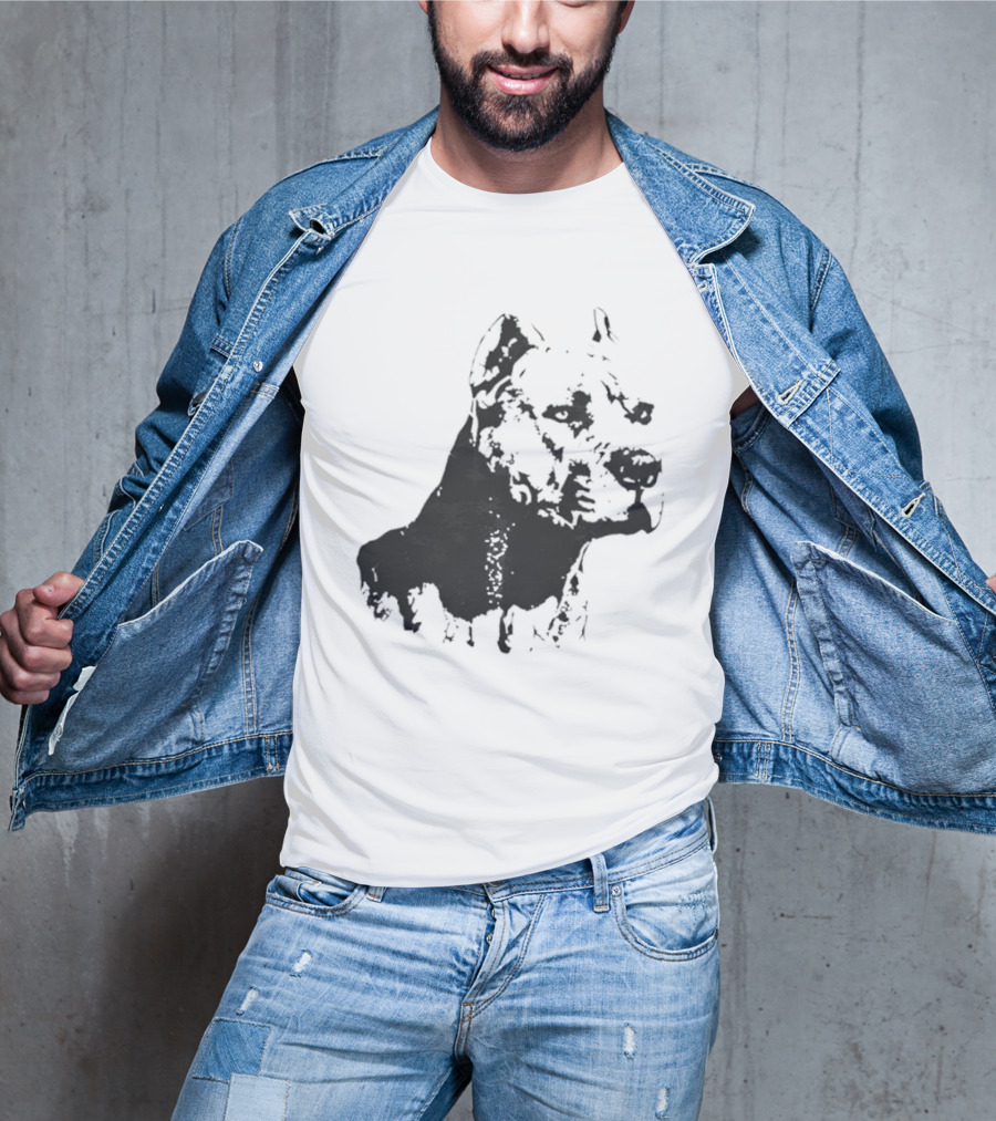 Distressed Pit Bull Dog Face Art For Dog Lovers T-Shirt