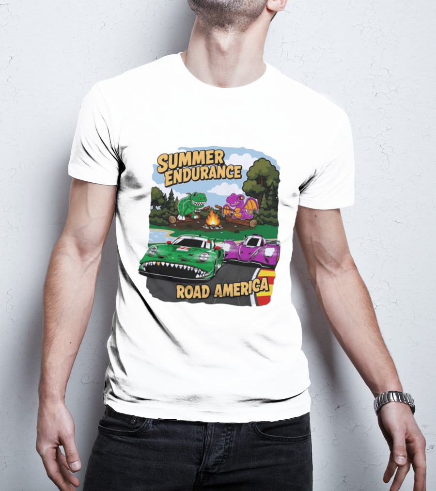 Summer Endurance Road America Racing With Dinosaurs And Dragons T-Shirt