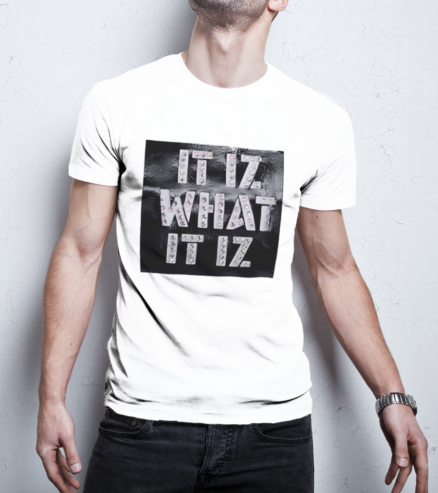 It Iz What It Iz Rhinestone Sparkly Slang Black T-Shirt