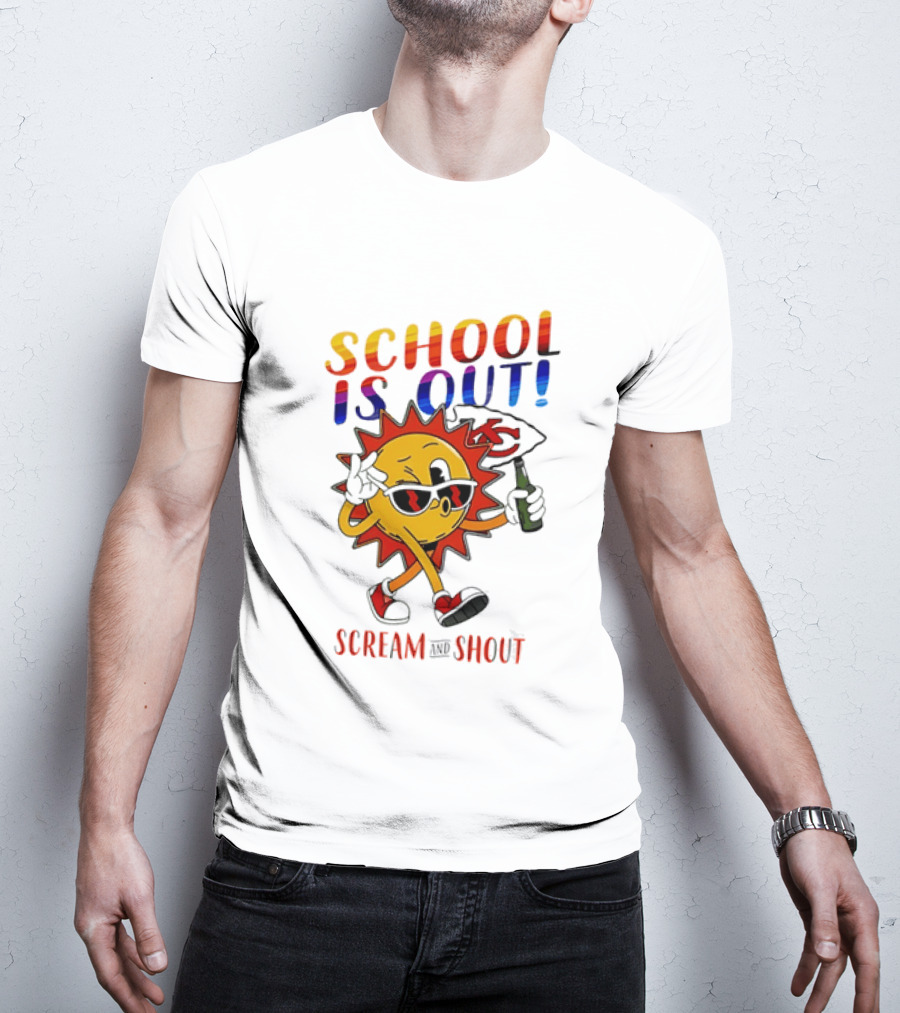 Kansas City Chiefs Sun Character School Is Out Scream And Shout T-Shirt