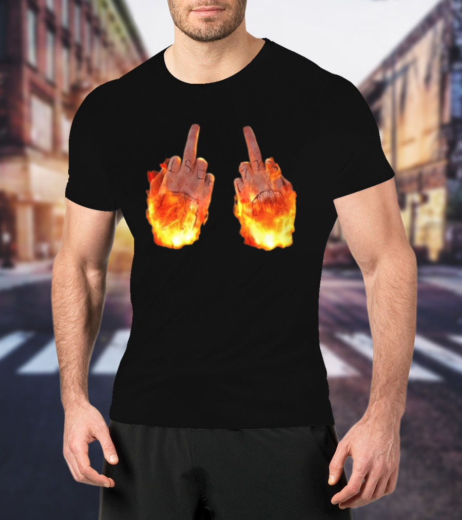 Sid The 3Rd Middle Fingers Flaming Gesture T-Shirt