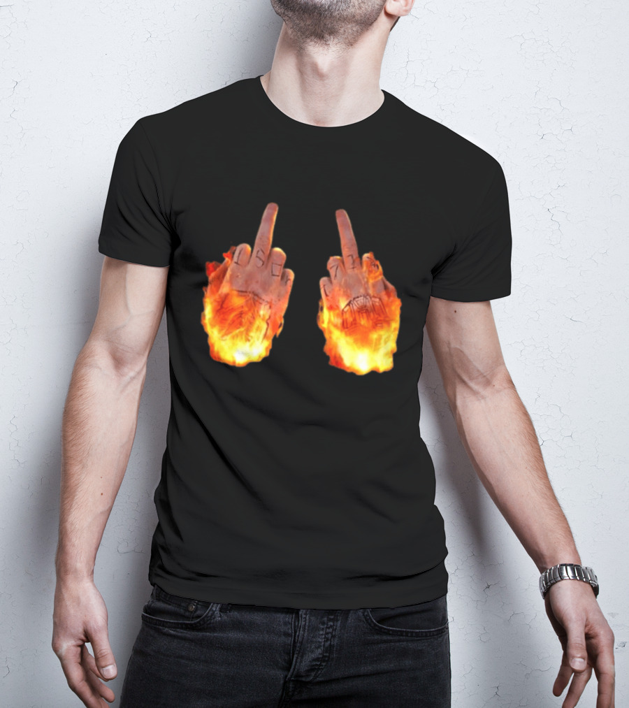 Sid The 3Rd Middle Fingers Flaming Gesture T-Shirt
