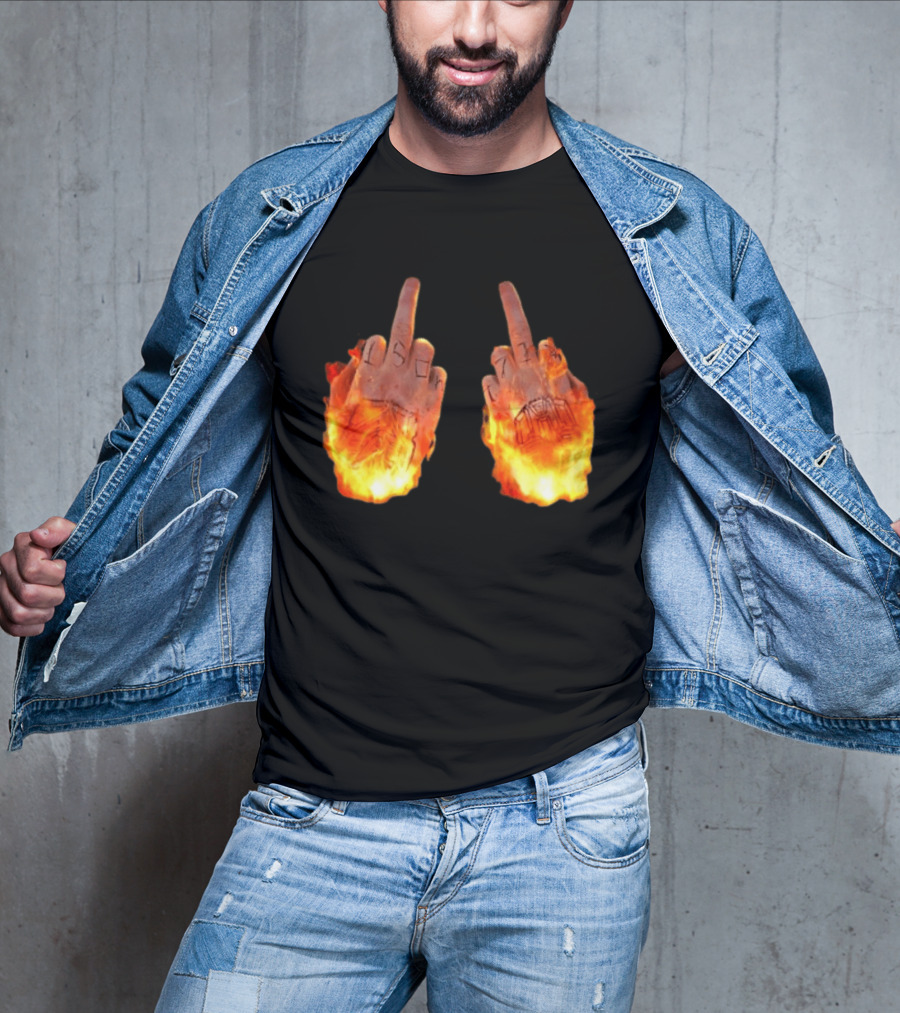 Sid The 3Rd Middle Fingers Flaming Gesture T-Shirt