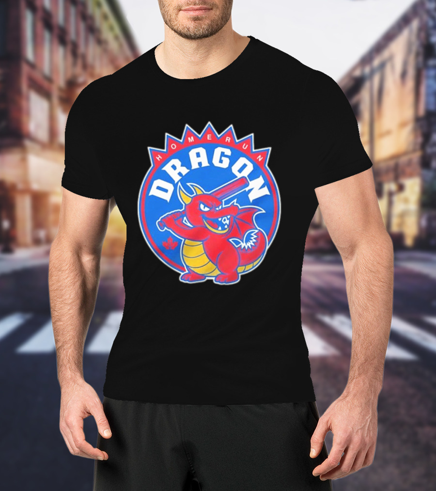 Homerun Dragon Toronto Blue Jays Batter With Red Bat And Maple Leaf T-Shirt