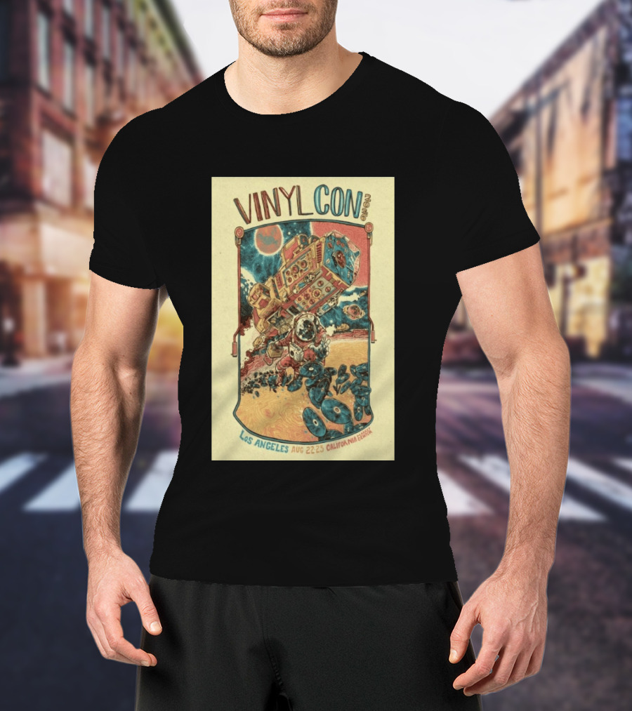 VinylCon Los Angeles August 22 23 2026 California Festival Space Astronaut Turntable T-Shirt
