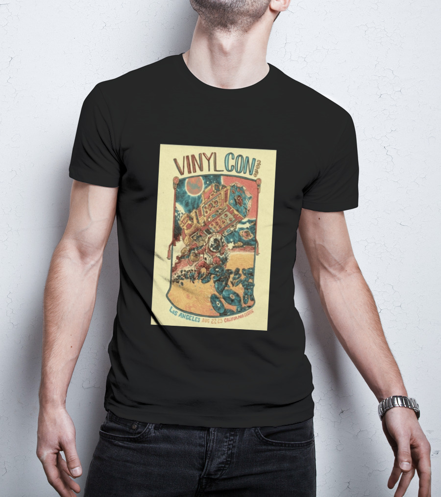 VinylCon Los Angeles August 22 23 2026 California Festival Space Astronaut Turntable T-Shirt