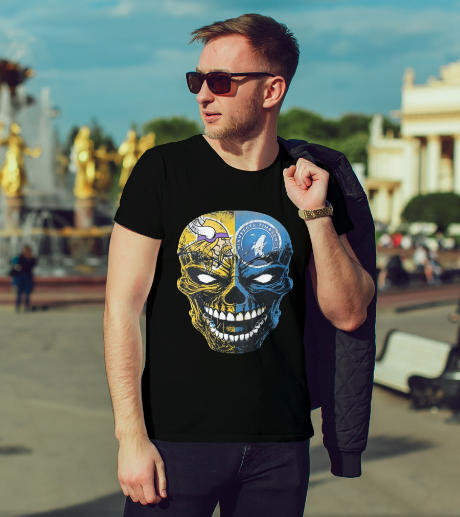 Minnesota Vikings Timberwolves Skull Mashup T-Shirt