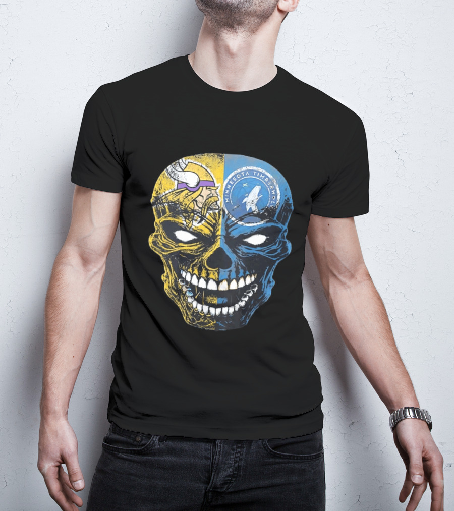 Minnesota Vikings Timberwolves Skull Mashup T-Shirt