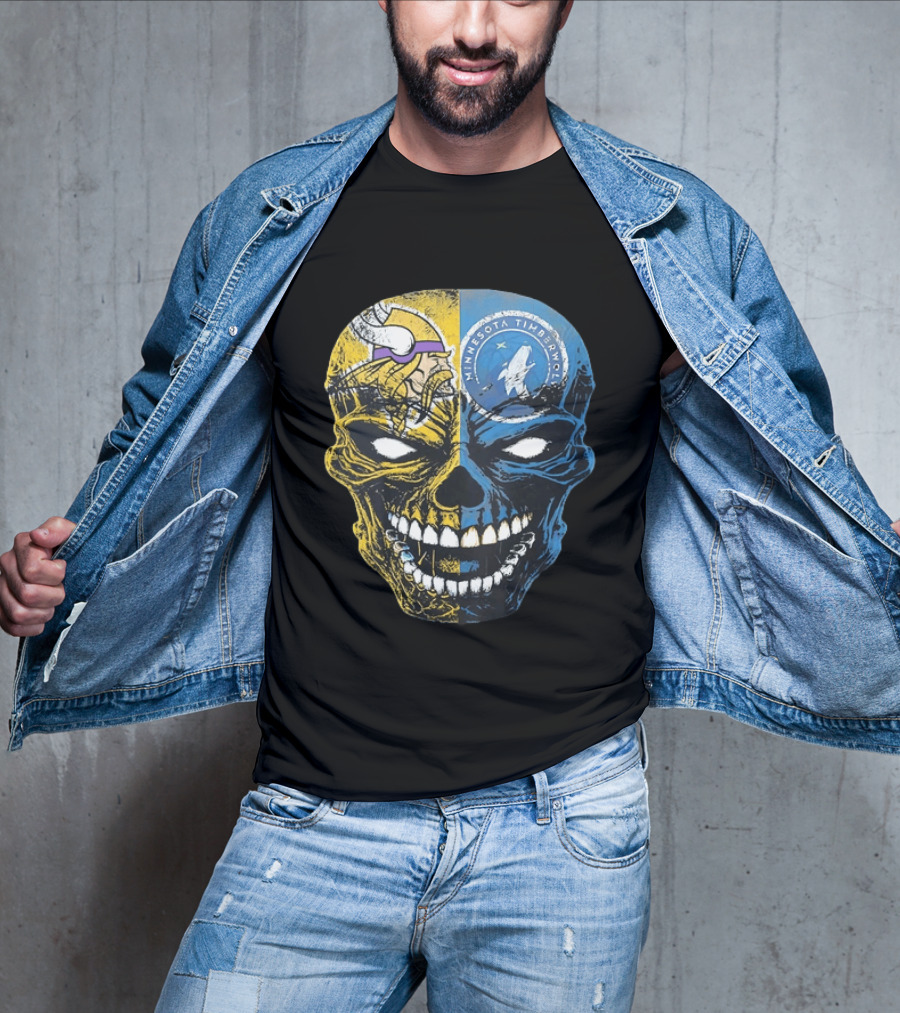 Minnesota Vikings Timberwolves Skull Mashup T-Shirt