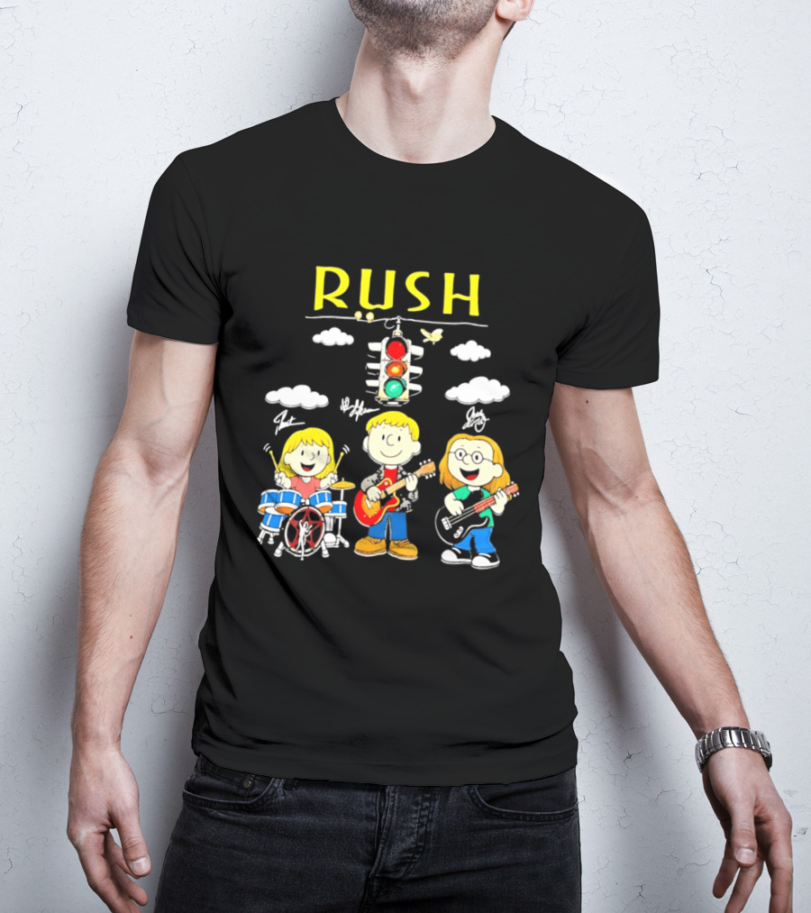 Rush Band Peanuts Parody Neil Peart Cartoon Traffic Light T-Shirt