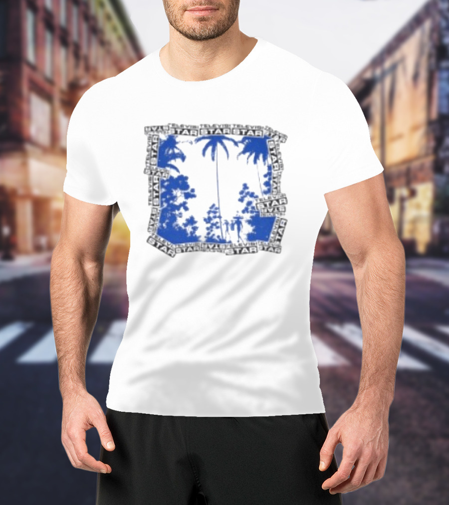 Televisi Star Catalog Store Paradise Blue White Palms T-Shirt