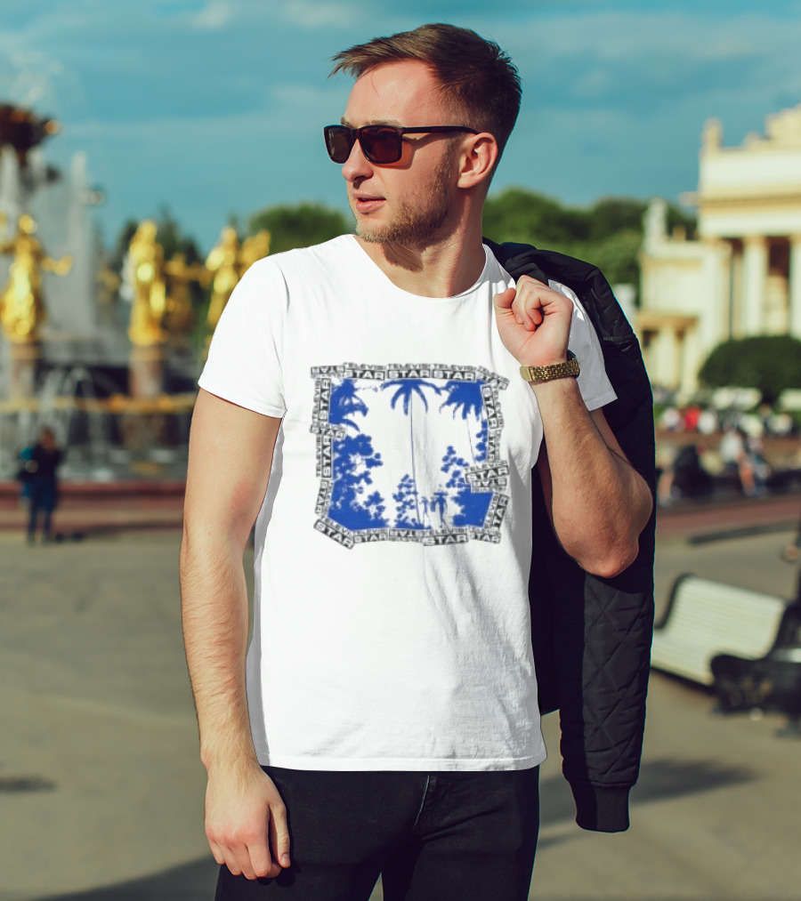 Televisi Star Catalog Store Paradise Blue White Palms T-Shirt