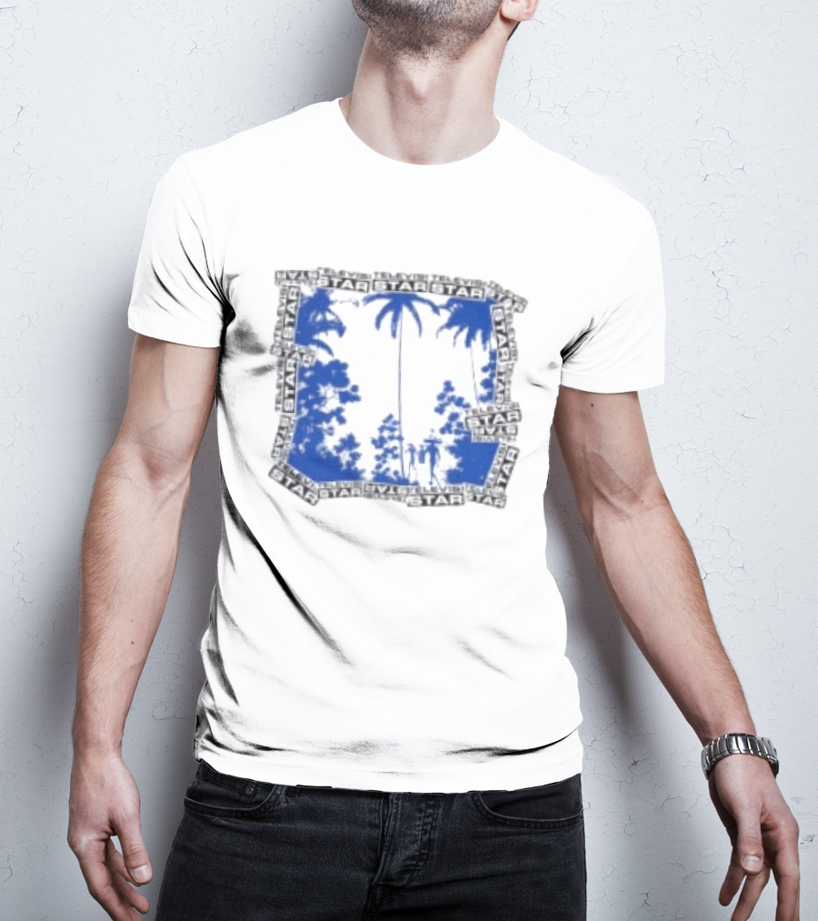 Televisi Star Catalog Store Paradise Blue White Palms T-Shirt