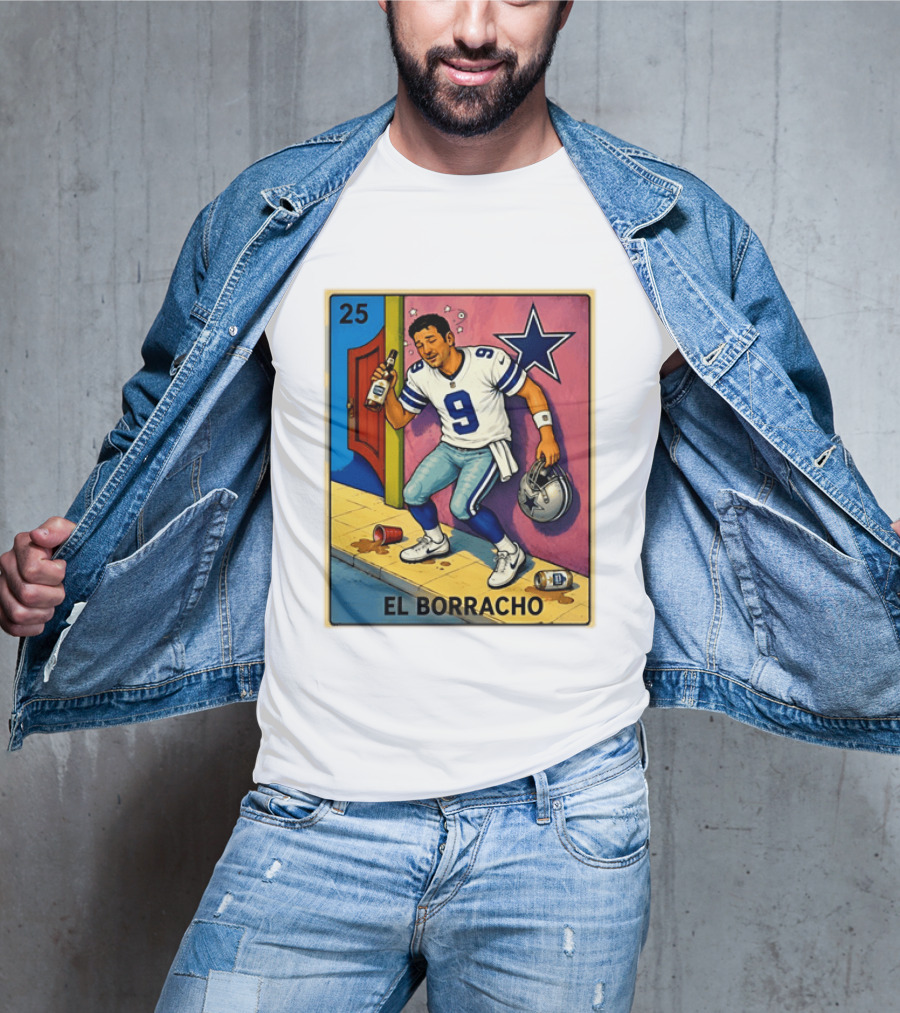 Tony Romo Dallas Cowboys El Borracho Loteria Card 25 T-Shirt