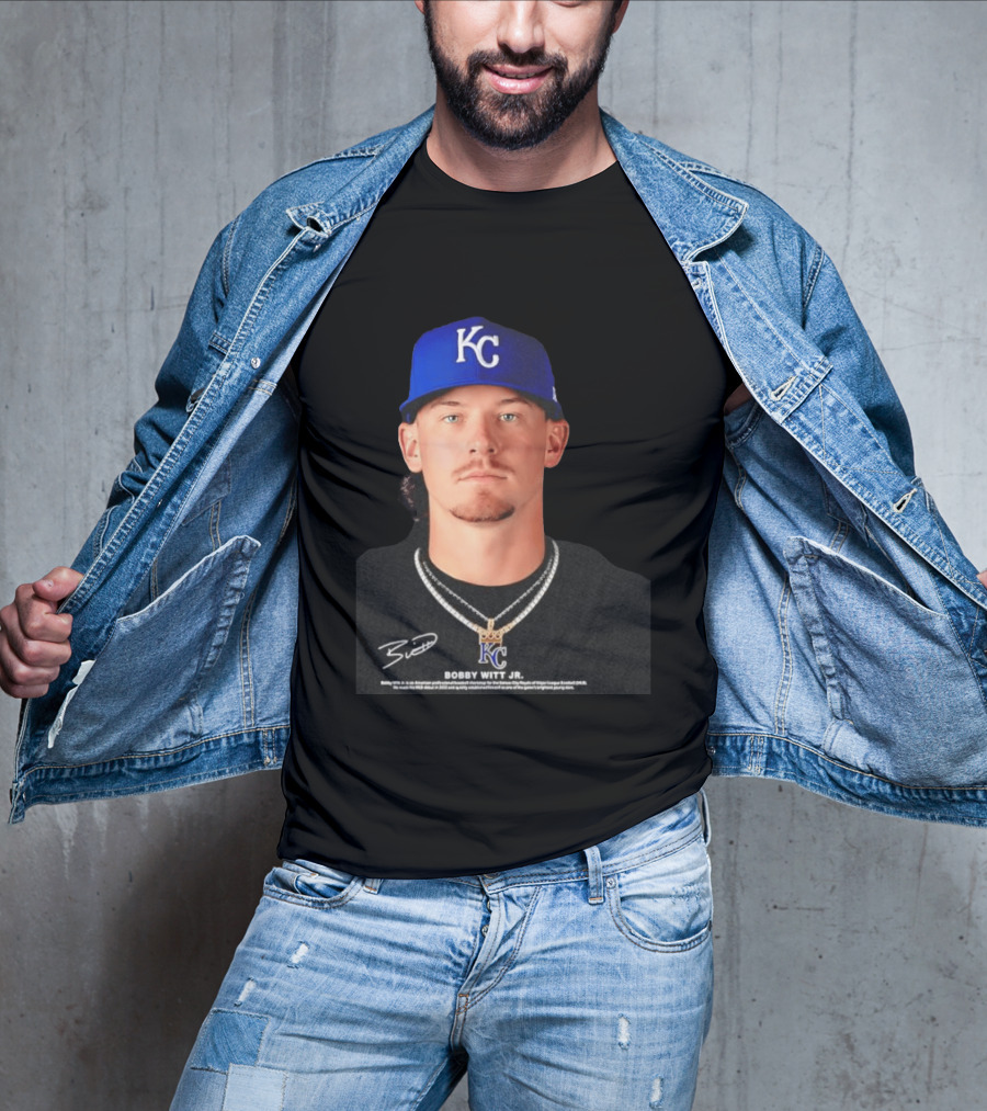 Bobby Witt Jr Kansas City Royals MLB Player Portrait Featuring KC Cap And Signature T-Shirt