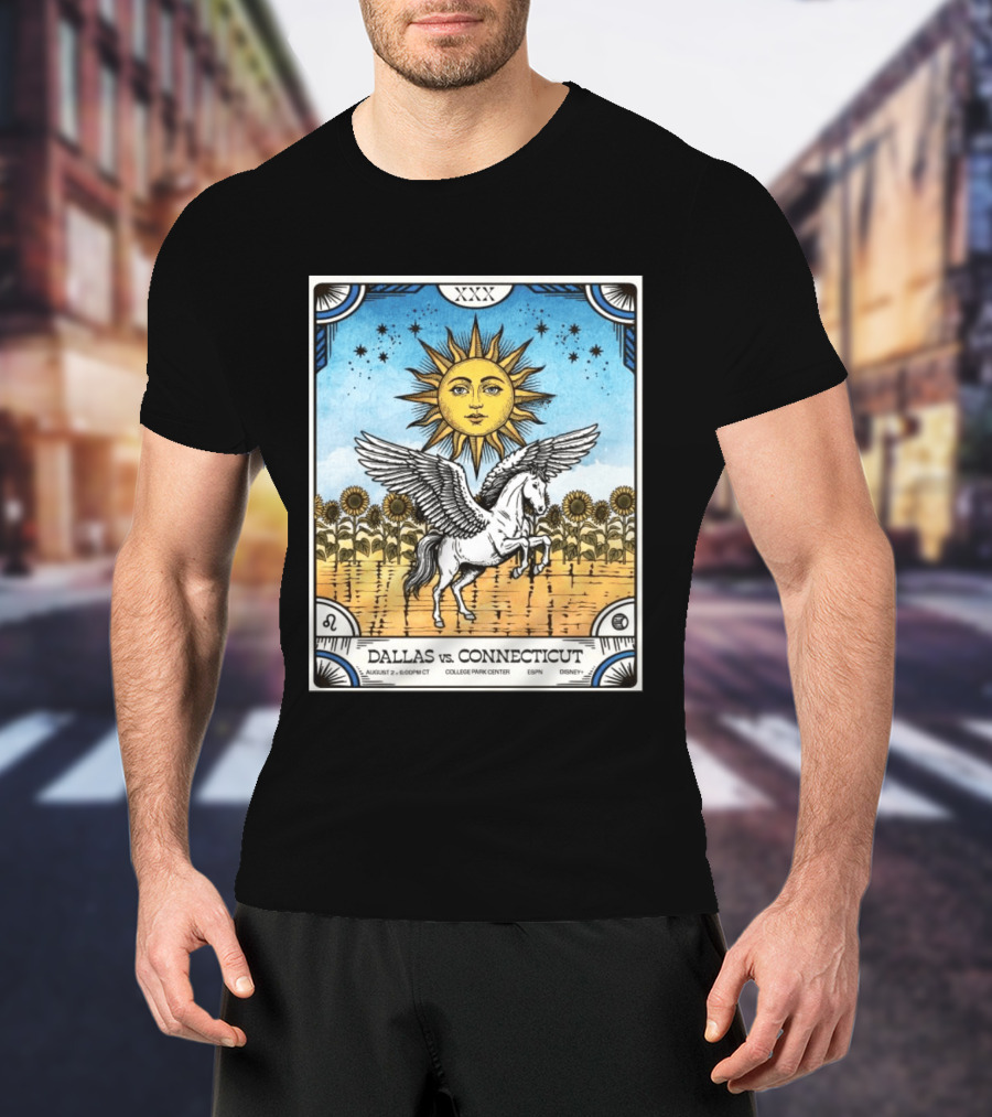 Dallas Vs Connecticut August 2 6pm CT College Park Center ESPN Disney Sunflower Pegasus Sun T-Shirt