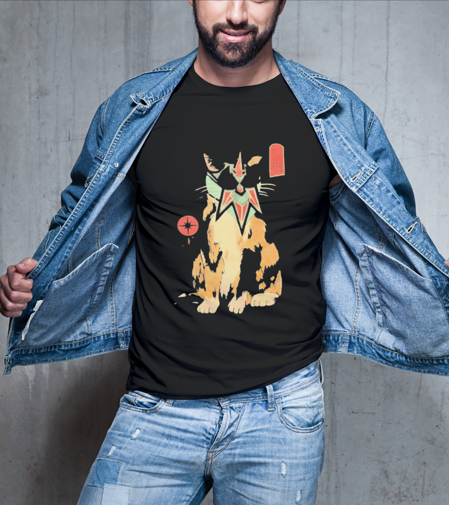 Shimbashi Masked Calico Cat Eastern Symbol And Star T-Shirt