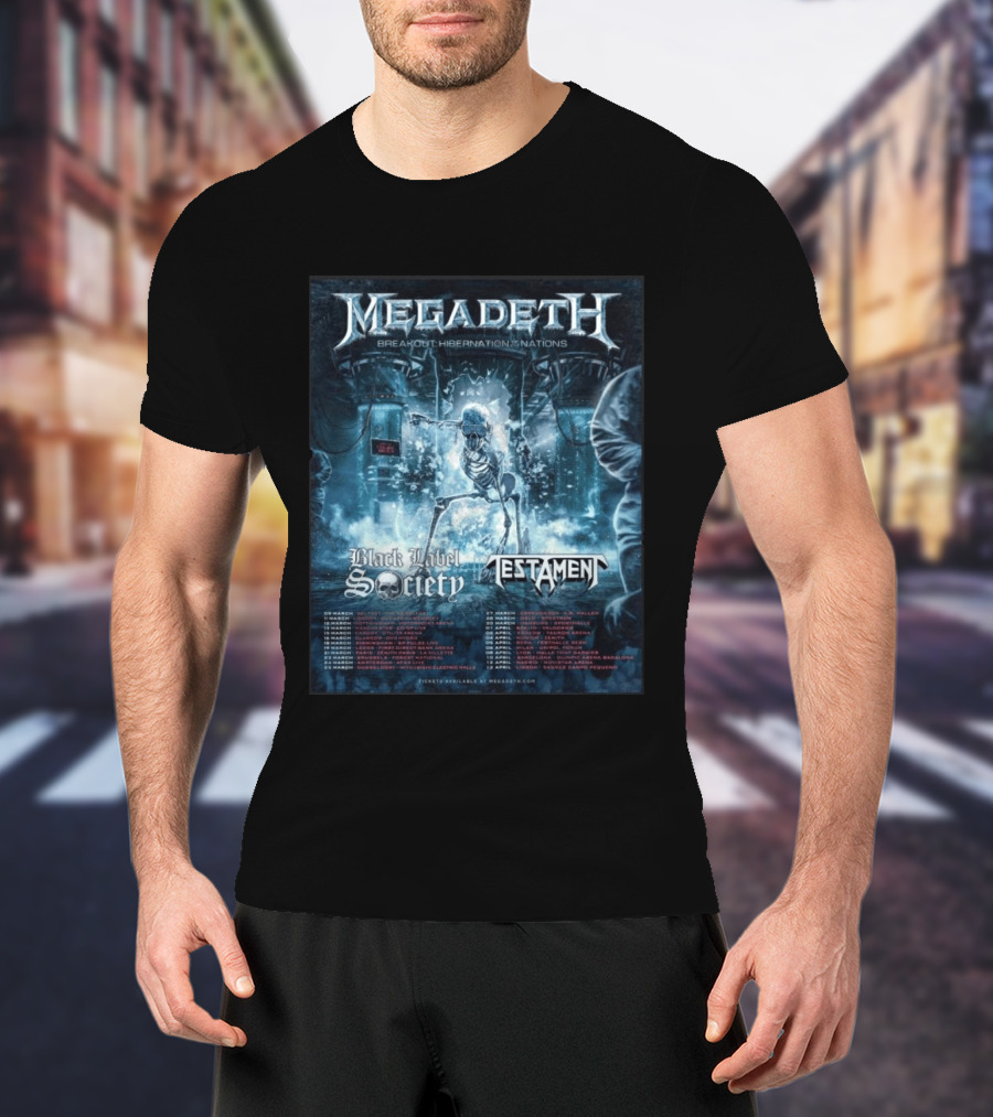 Megadeth Breakout Hibernation Nations Tour Black Label Society Testament T-Shirt