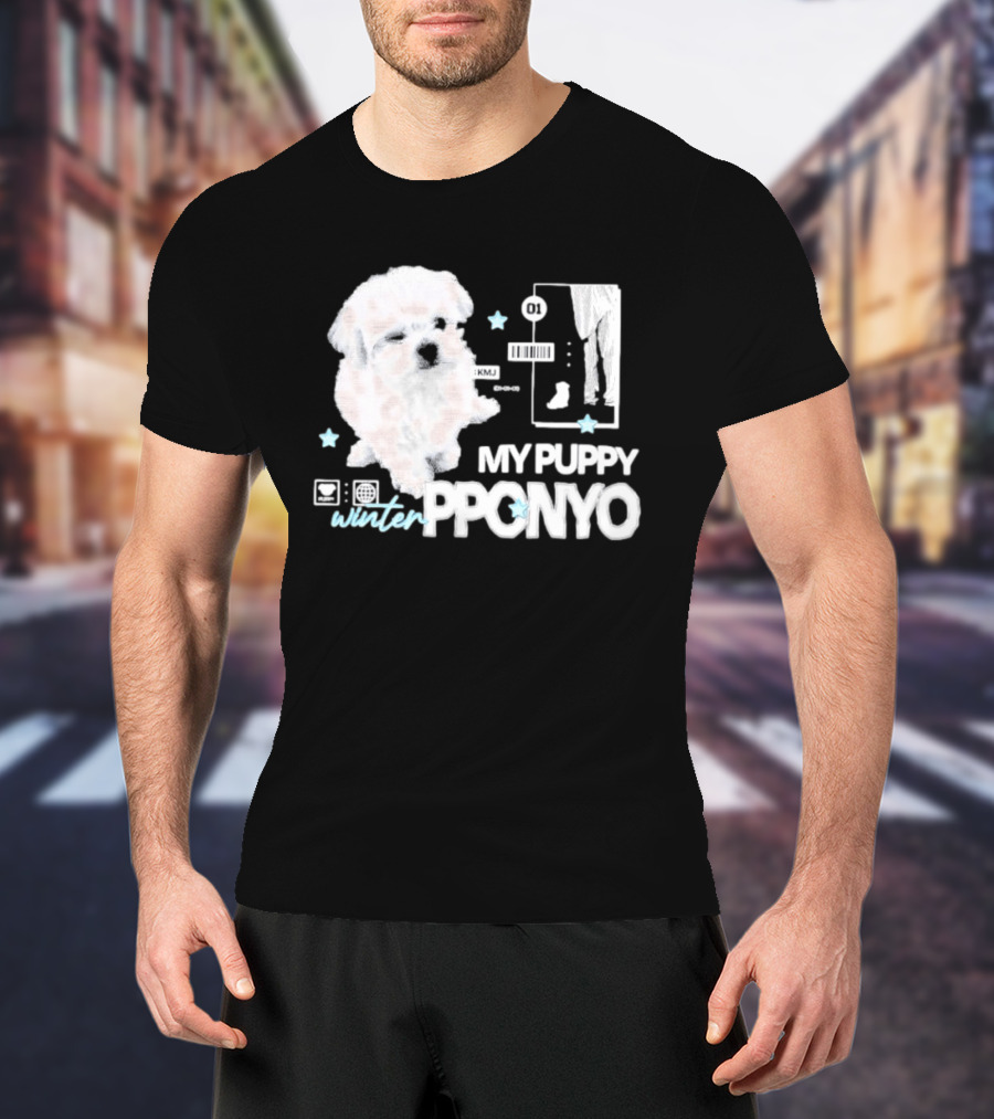 Winter Aespa My Puppy Pponyo KMJ Cute Dog T-Shirt