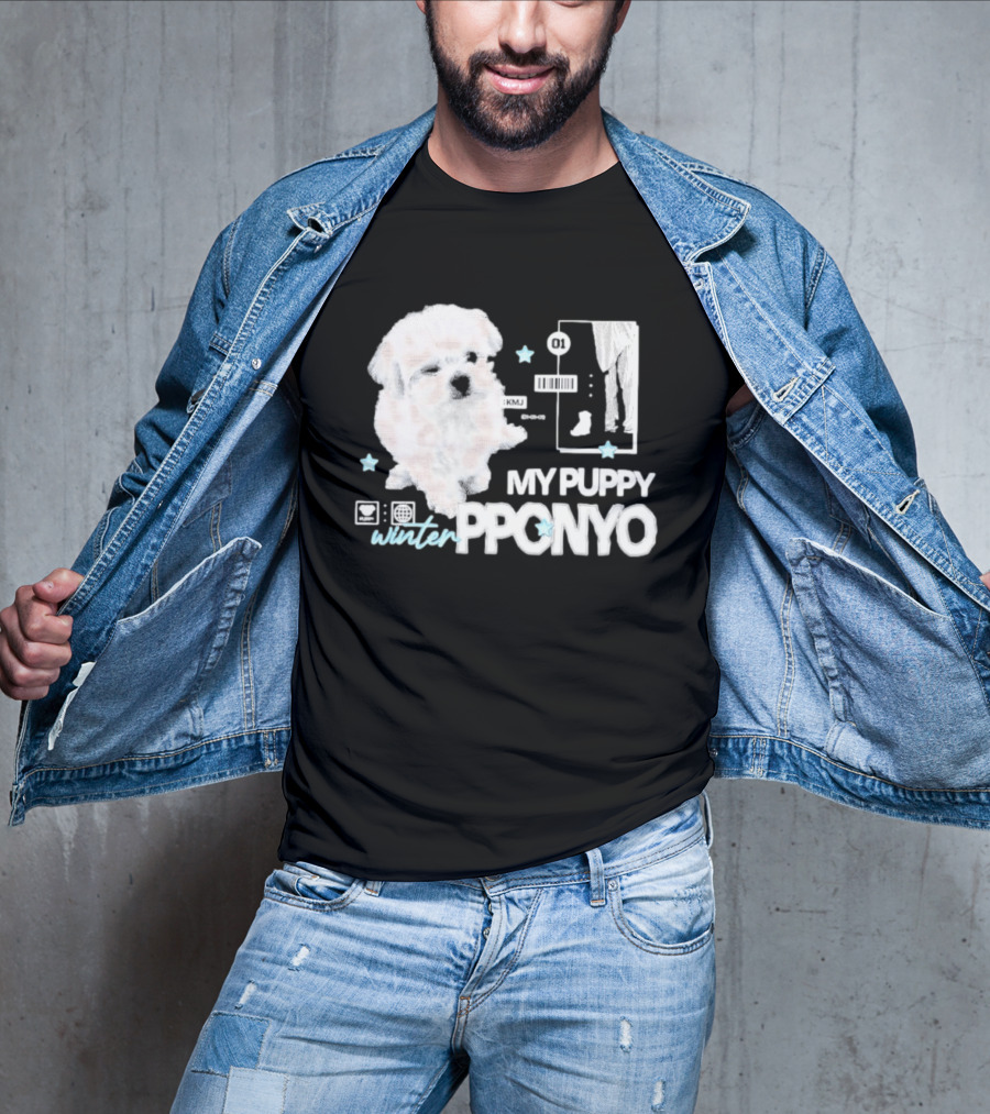 Winter Aespa My Puppy Pponyo KMJ Cute Dog T-Shirt
