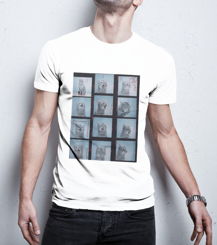 Tabby Cat Film Strip Series With Numbered Frames And Annotations T-Shirt