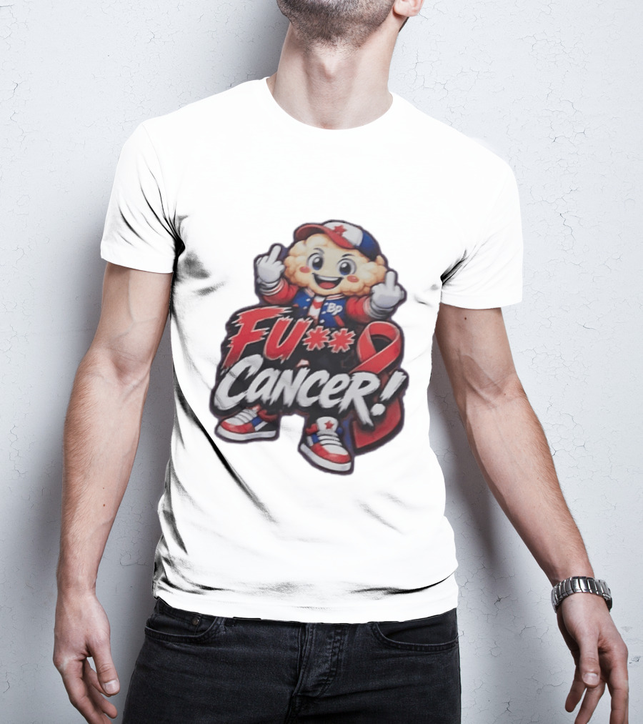Fu Cancer BP Kid With Awareness Ribbon Support T-Shirt
